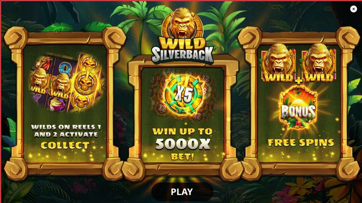 Pemandangan hutan liar dalam slot Wild Silverback